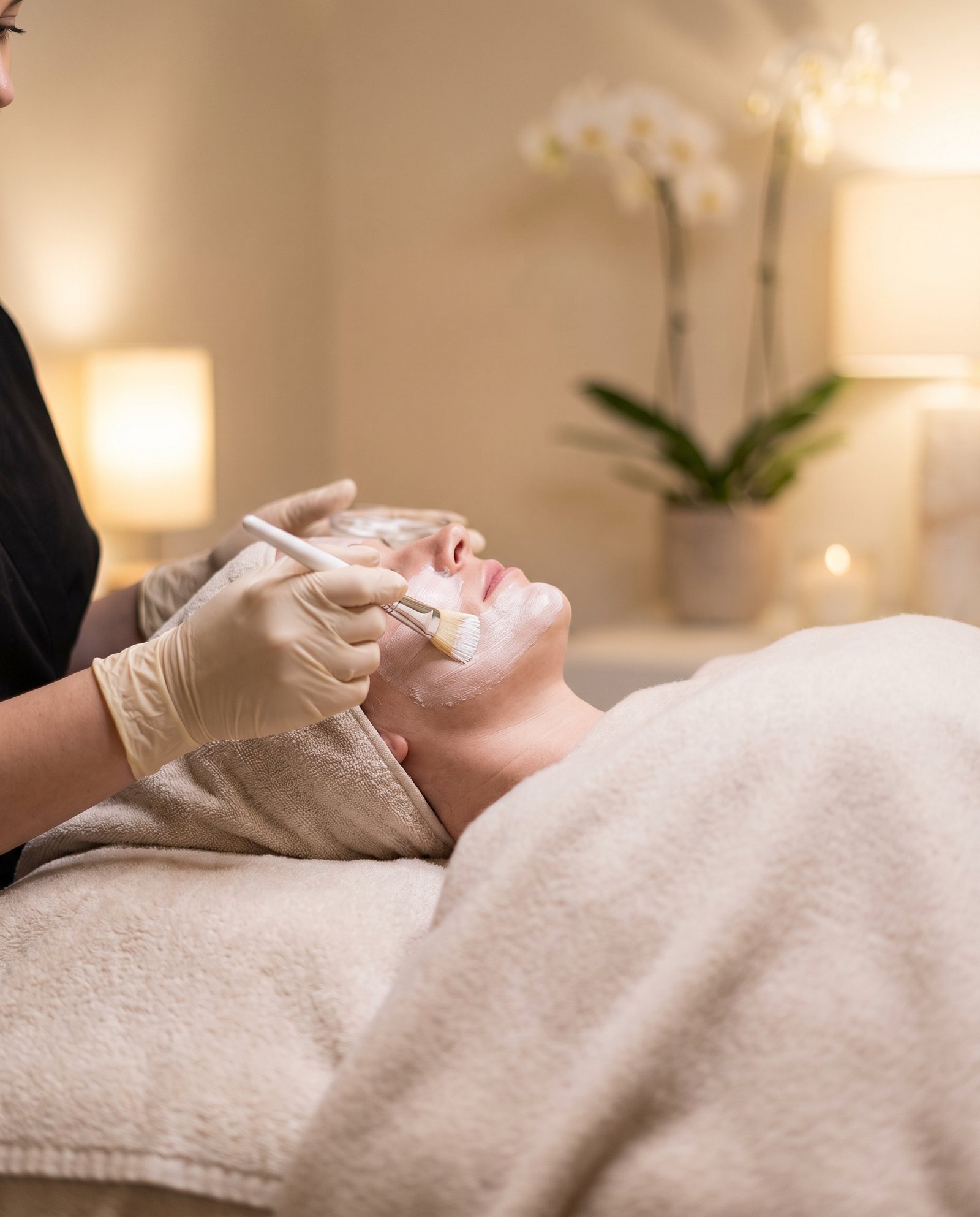 Facial treatment in progress